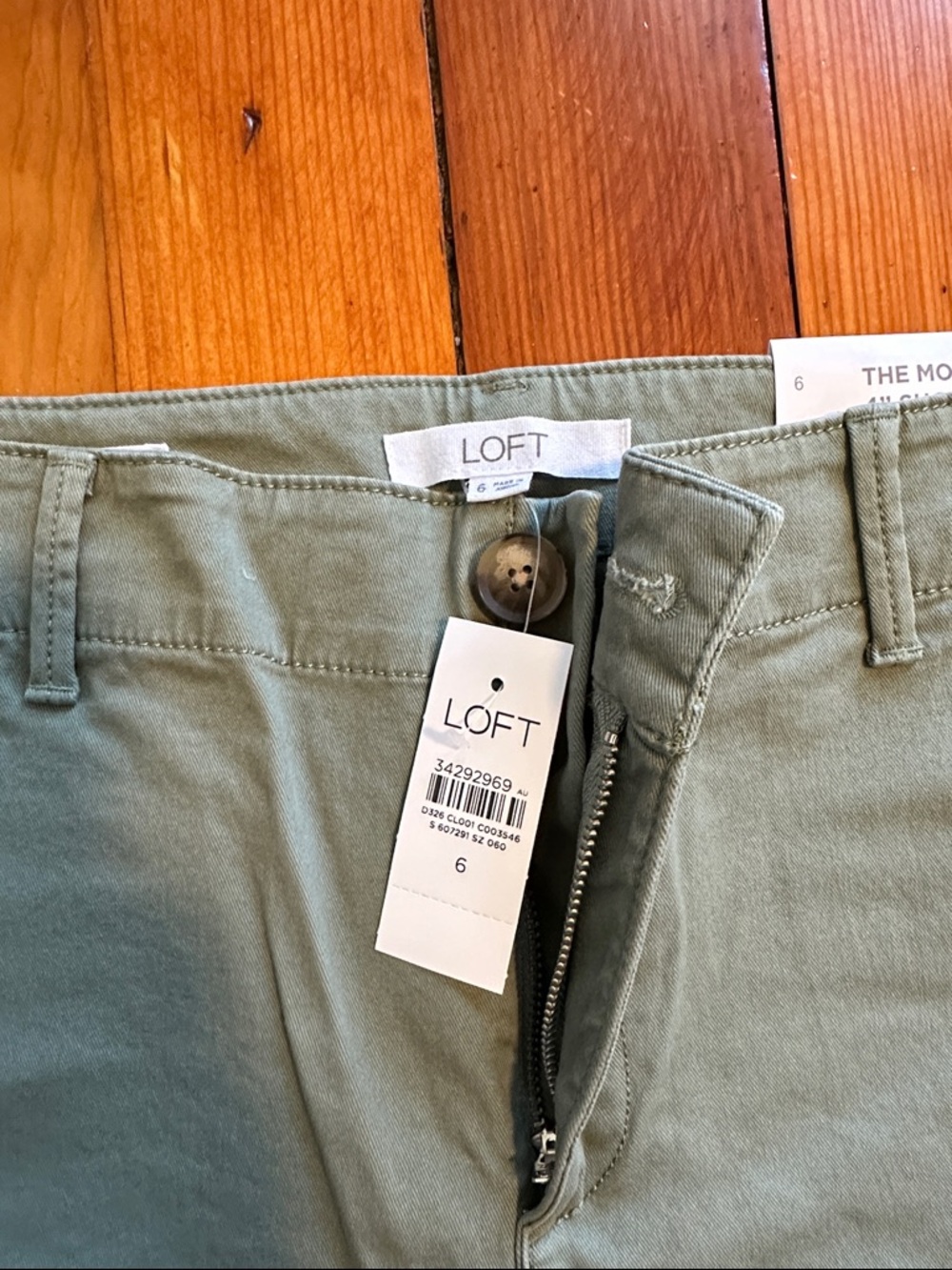LOFT Olive Green Chino Shorts - Picture 2 of 5
